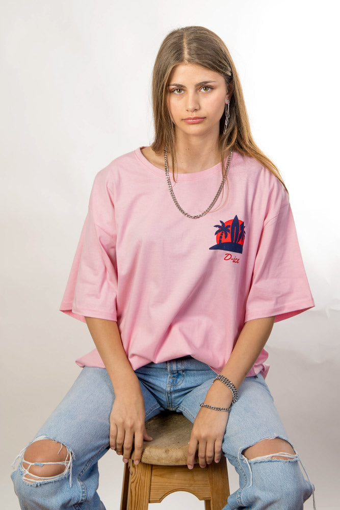 D-ICE Surf oversized T in Soft Pink