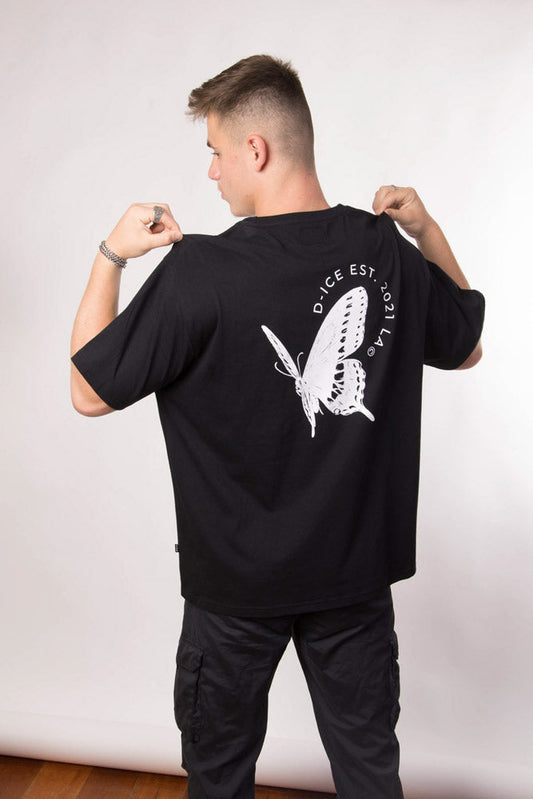 D-ICE Butterfly oversized T in Black