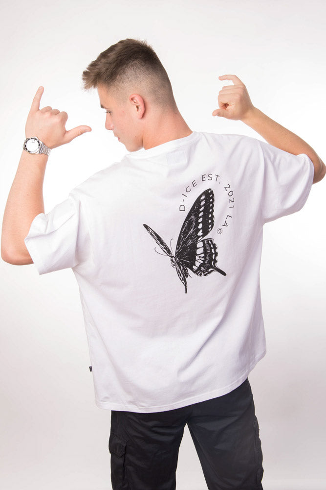 D-ICE Butterfly oversized T in White